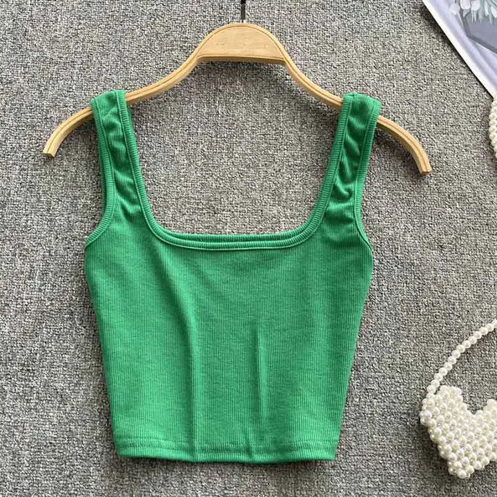 Rugloze Cropped Tanktop in Effen Kleur – Zayra