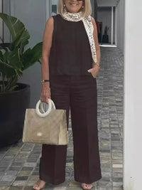 Tweedelige Dames Linnen Zomerset met Mouwloze Blouse – Maelis