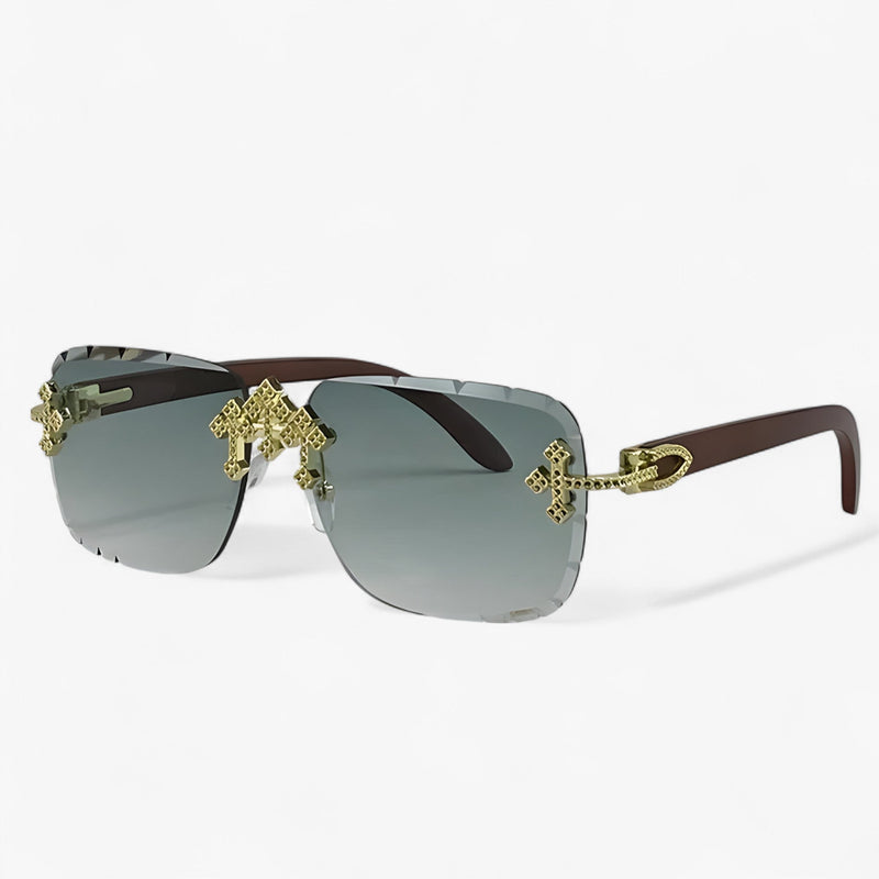 Randloze Steampunk Zonnebril met Metalen Accenten – Nirex