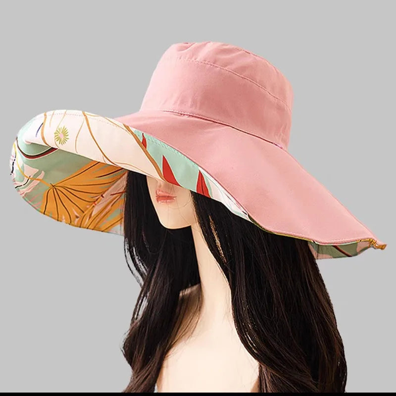 Reversible Cotton Sun Hat with Wide Brim – Liora