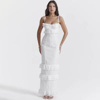 Stylish white embroidered maxi dress – Alina