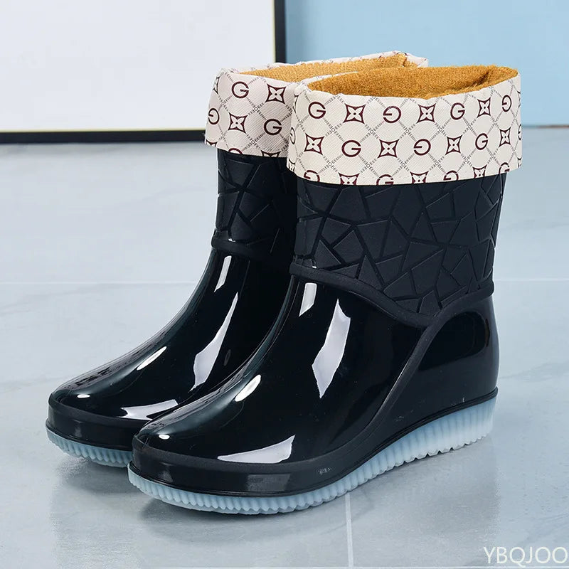 Halfhoge Dames Regenlaarzen waterdicht met patroon & antislipzool – Marvella