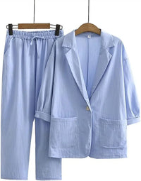 Airy & Stylish Two-Piece Women's Set with Jacket and Straight Pants – Sorella