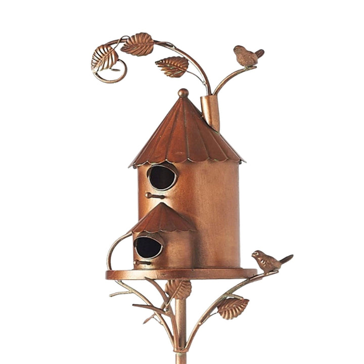 Metal Art Birdhouse on Garden Stake - FeatherNest
