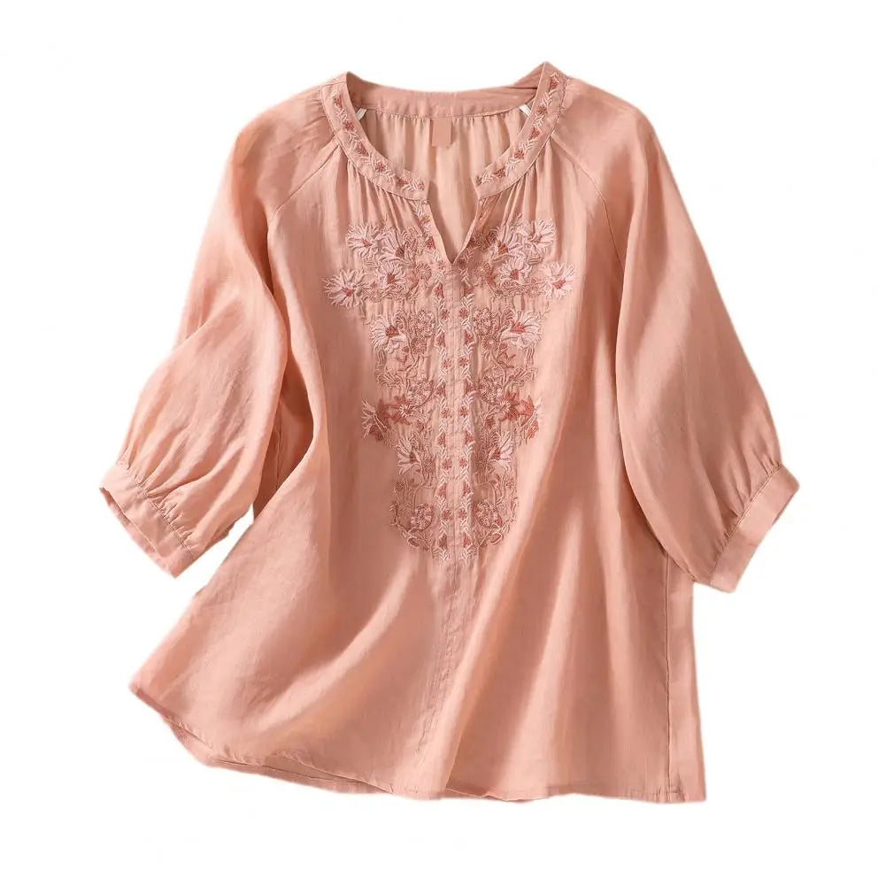 Embroidered Women's Summer Cotton Blouse – Ysolde