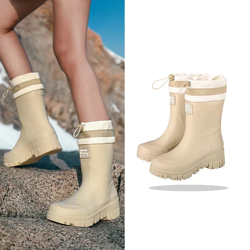 Dames Regenlaarzen retro Look waterdicht met antislipzool – Arlena