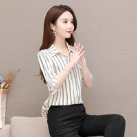 Stylish women's chiffon blouse with buttons & turned-down collar – Fenya