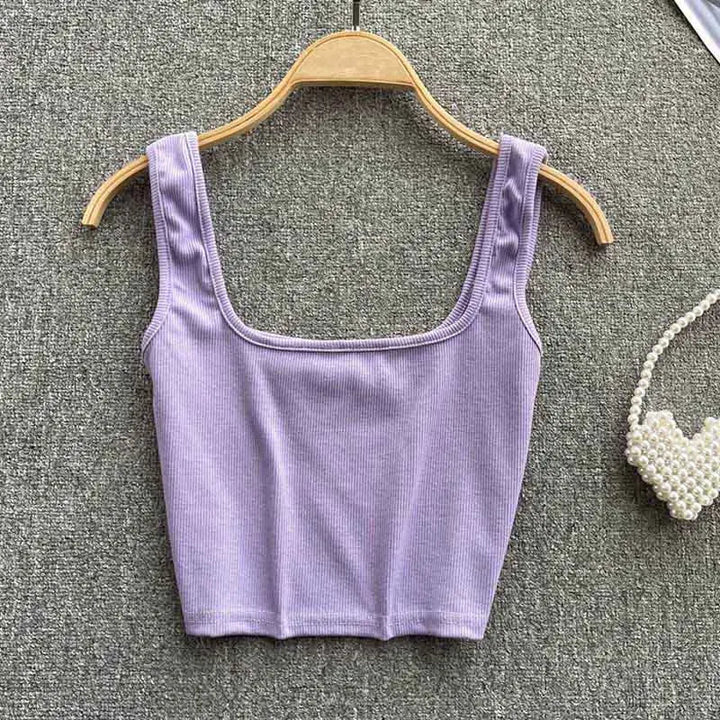 Rugloze Cropped Tanktop in Effen Kleur – Zayra