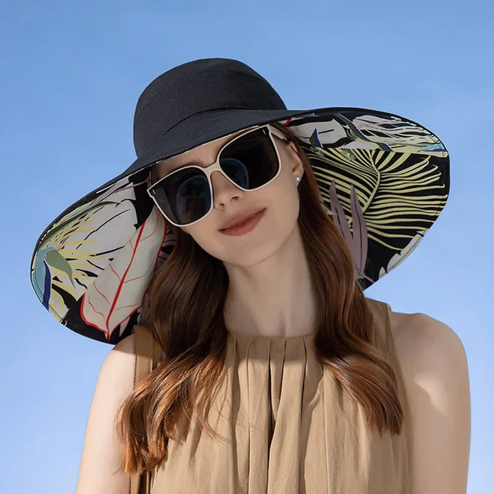 Reversible Cotton Sun Hat with Wide Brim – Liora