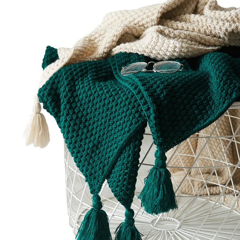 Scandinavian Knitted Wool Blanket - Aurora