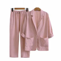Airy & Stylish Two-Piece Women's Set with Jacket and Straight Pants – Sorella