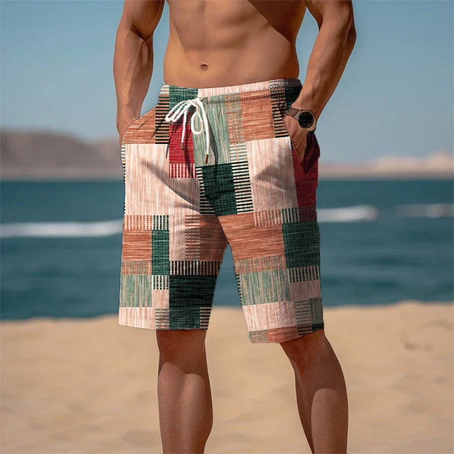 Ademende Heren Strandshorts Katoen met 3D Print - Jamal