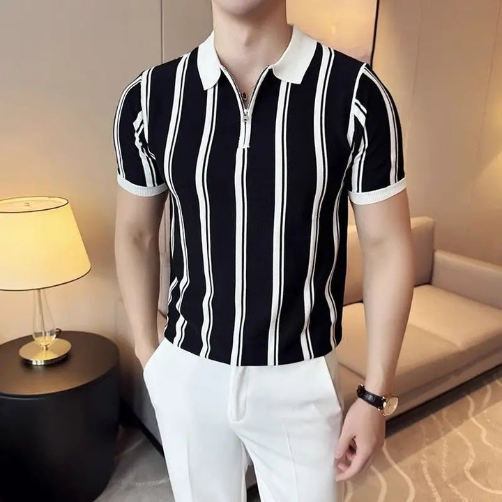 Men's Short Sleeve Polo with Zipper - Silvano