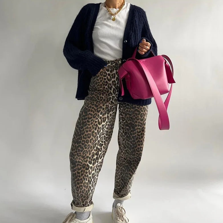 Retro-Jeans z nadrukiem w cętki - Clara