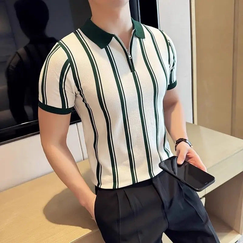 Men's Short Sleeve Polo with Zipper - Silvano