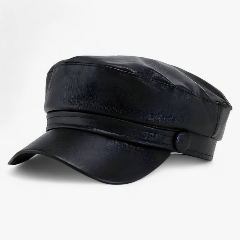 Octagonal Women's Captain's Cap in PU Leather – Valence