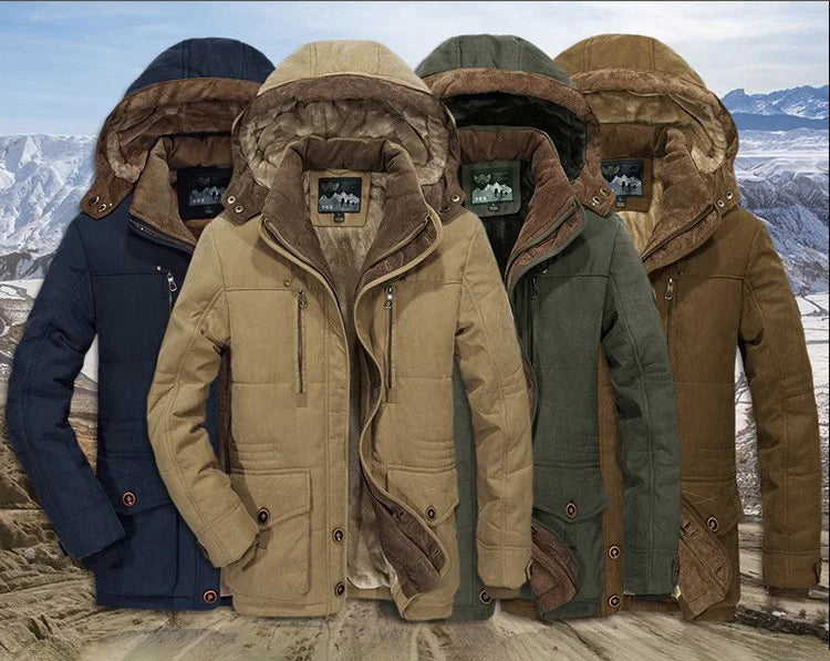 Crocheted Long Men's Winter Coat - Frost King