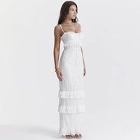 Stylish white embroidered maxi dress – Alina