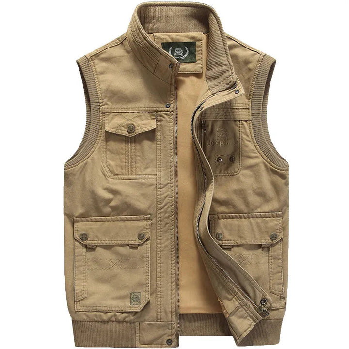 Vintage męska kamizelka outdoor z praktycznymi kieszeniami - Elias