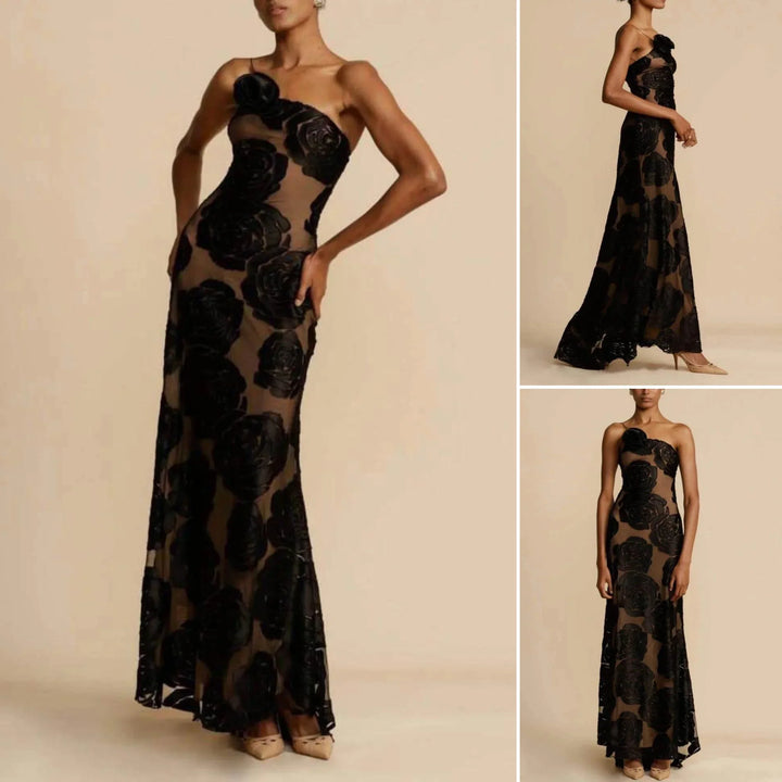 Off-shoulder maxi dress with jacquard pattern - Maila