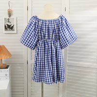 Fashionable women's dress with square neckline and puff sleeves - Selina