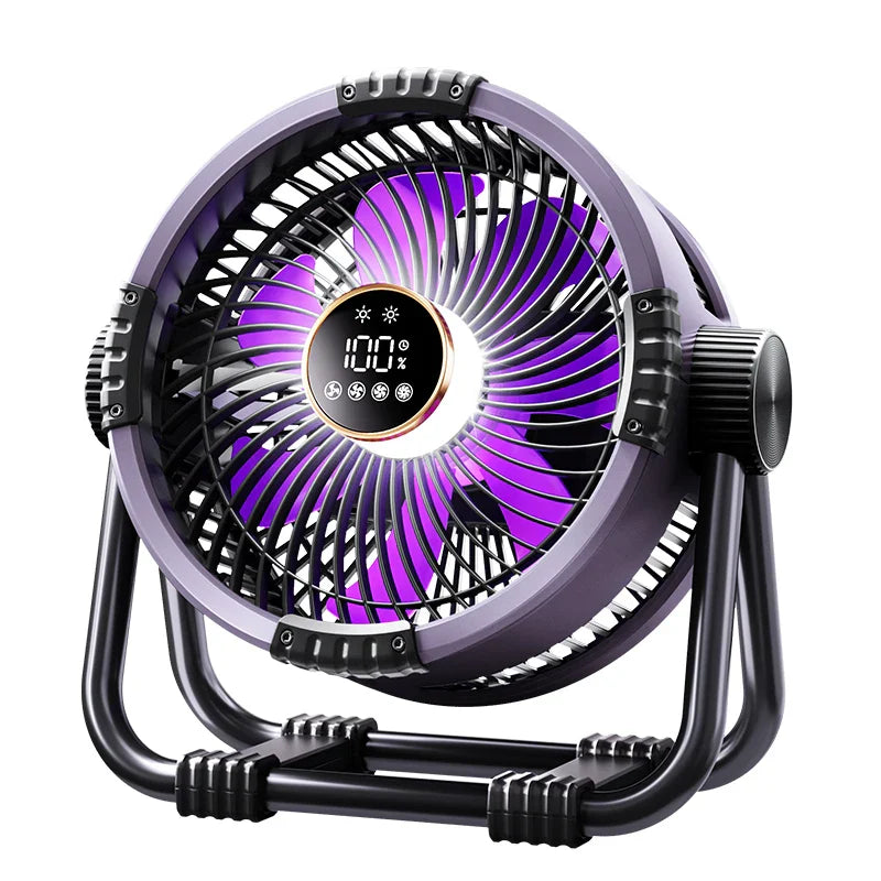 Camping Ventilator met 20000mAh Accu, LED Licht & Afstandsbediening – WindMate