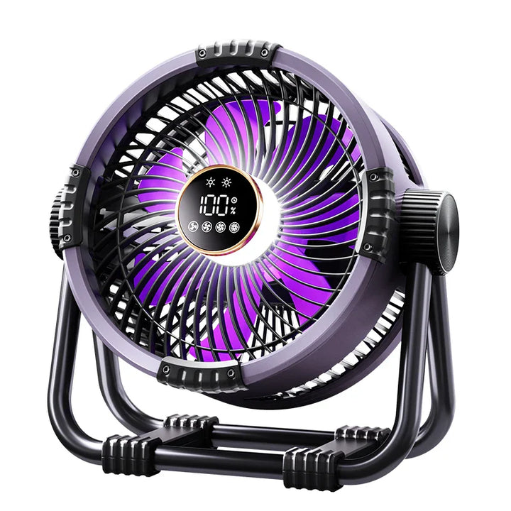 Camping Ventilator met 20000mAh Accu, LED Licht & Afstandsbediening – WindMate