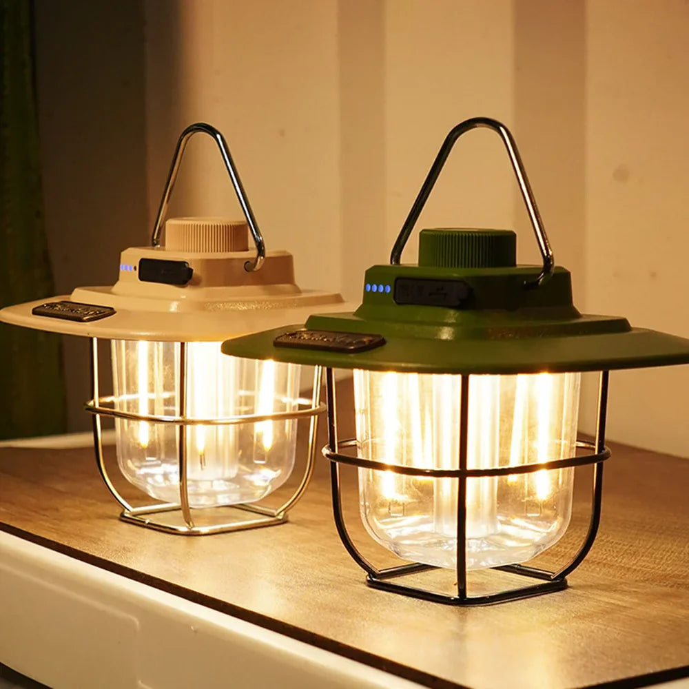 Retro ładowalna latarka kempingowa LED - NostalgiaGlow