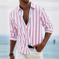 Striped summer shirt made of cotton and linen for men – Moritz