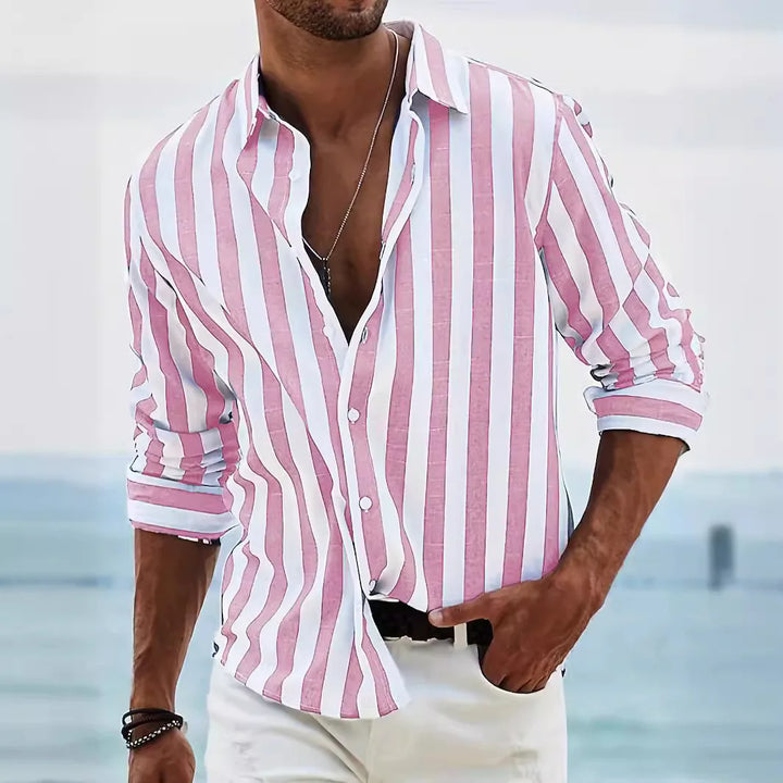 Striped summer shirt made of cotton and linen for men – Moritz