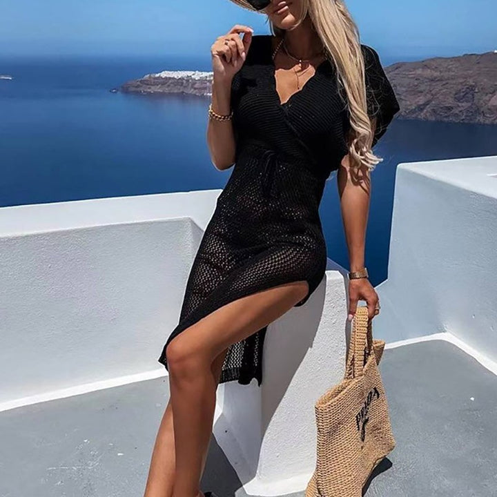 Crocheted Beach Dress with Waist Tie – Yara