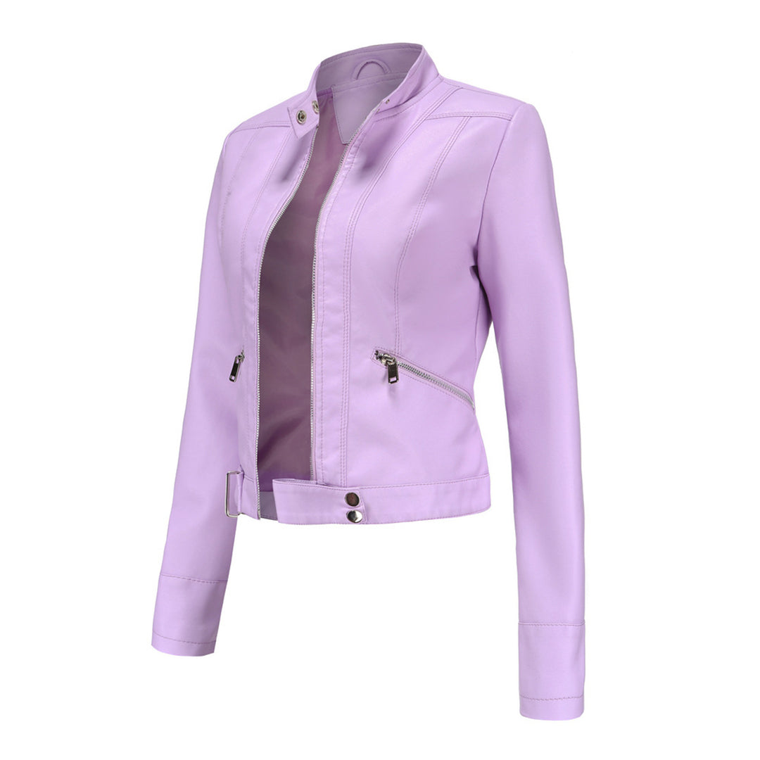 Stylish women's leather jacket in classic design - Marlene