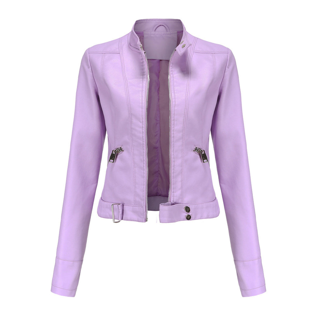Stylish women's leather jacket in classic design - Marlene