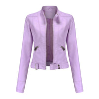 Stylish women's leather jacket in classic design - Marlene