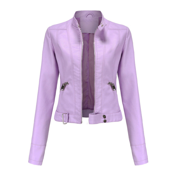 Stylish women's leather jacket in classic design - Marlene