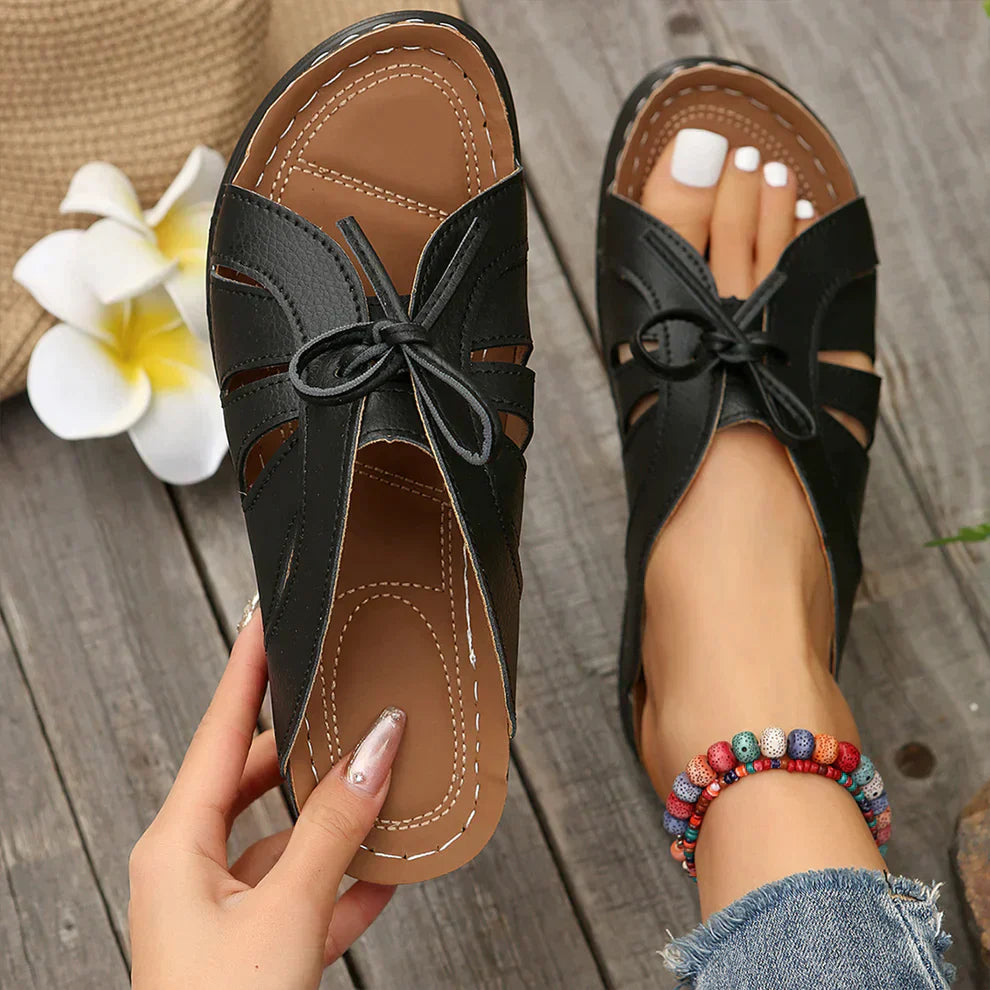 Orthopedic Wedge Sandals with Arched Button – Mirella