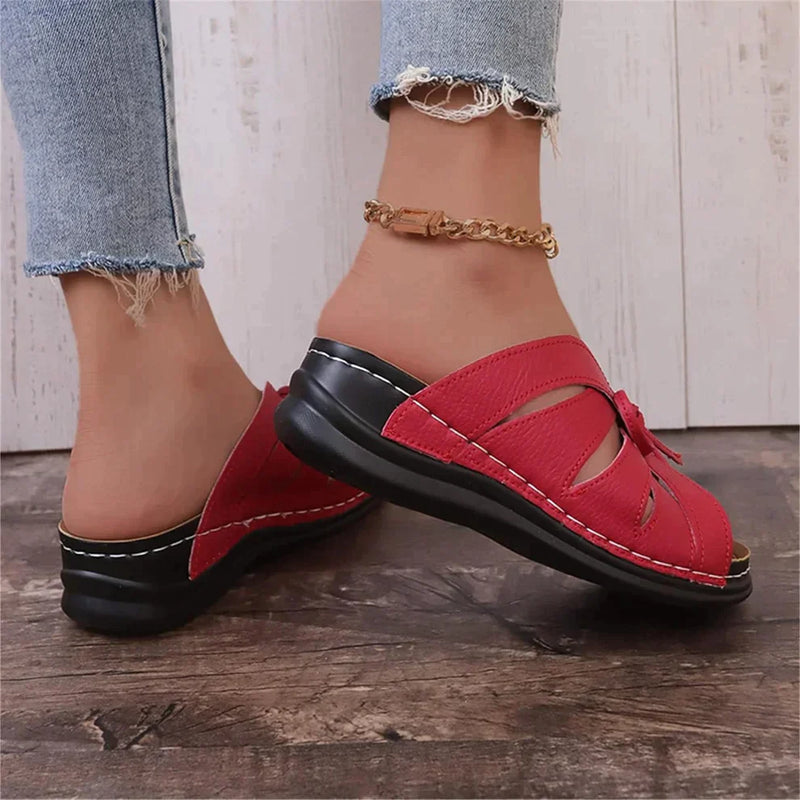 Orthopedic Wedge Sandals with Arched Button – Mirella