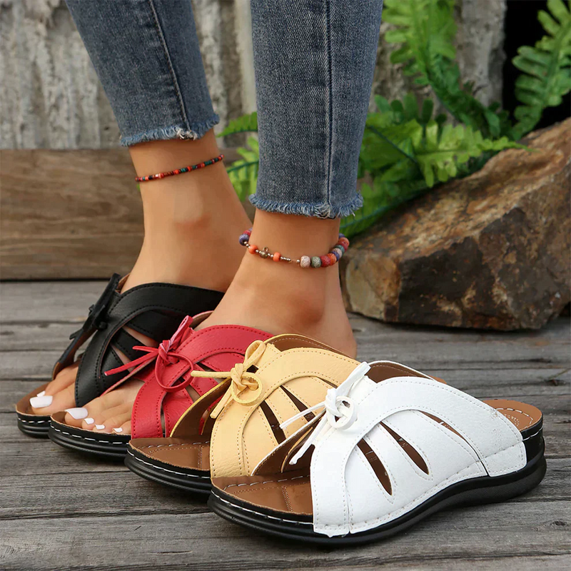Orthopedic Wedge Sandals with Arched Button – Mirella