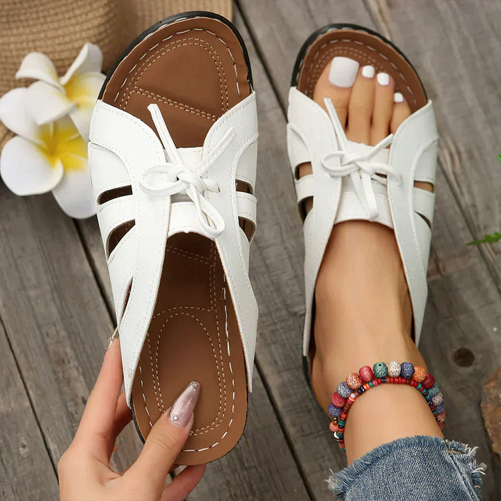 Orthopedic Wedge Sandals with Arched Button – Mirella