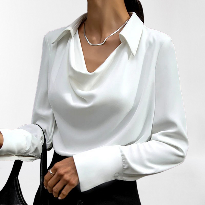 Satin-Finish Collared Women's Top - Janice
