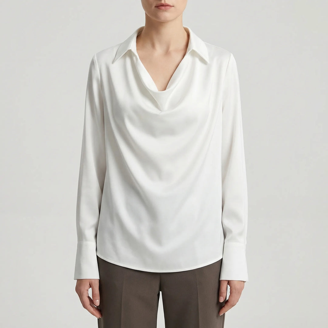 Satin-Finish Collared Women's Top - Janice