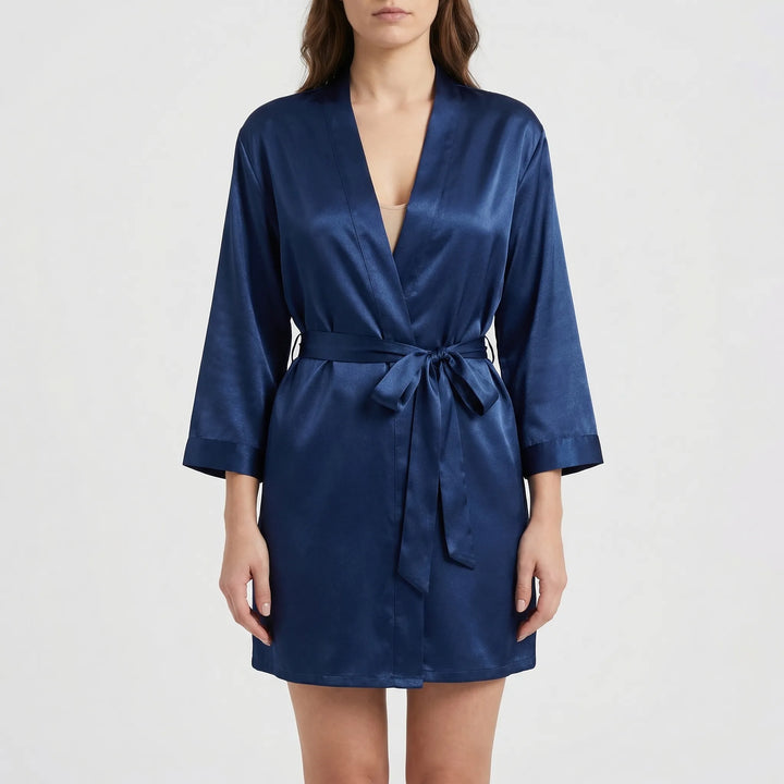 Satin-Finish Wrap Morning Gown - Ramona