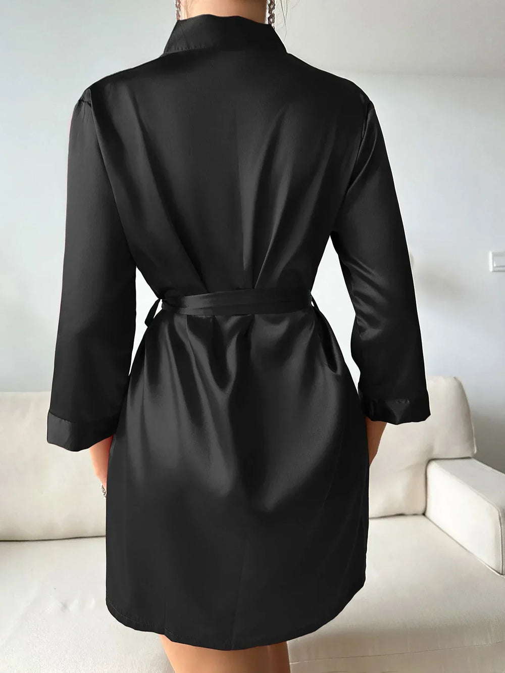 Satin-Finish Wrap Morning Gown - Ramona
