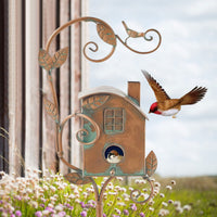 Metal Art Birdhouse on Garden Stake - FeatherNest