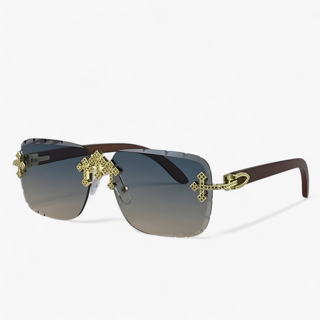 Randloze Steampunk Zonnebril met Metalen Accenten – Nirex