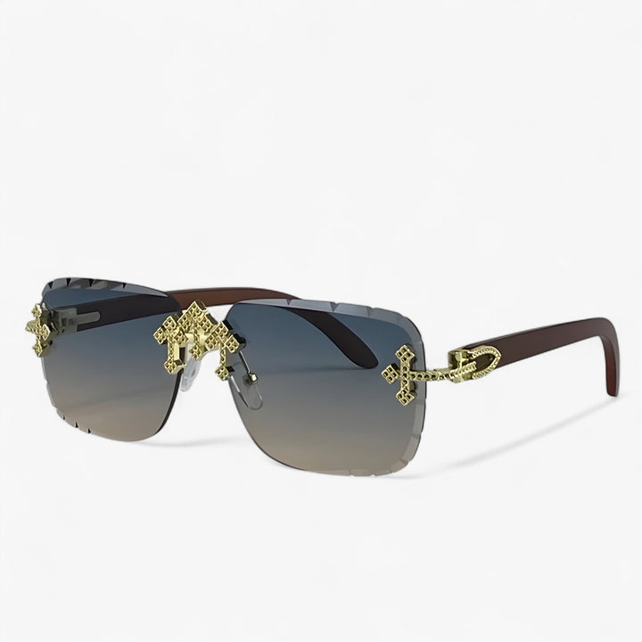 Randloze Steampunk Zonnebril met Metalen Accenten – Nirex