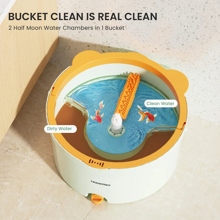 Zelfroterende Platte Dweil met Emmer - SpinMop
