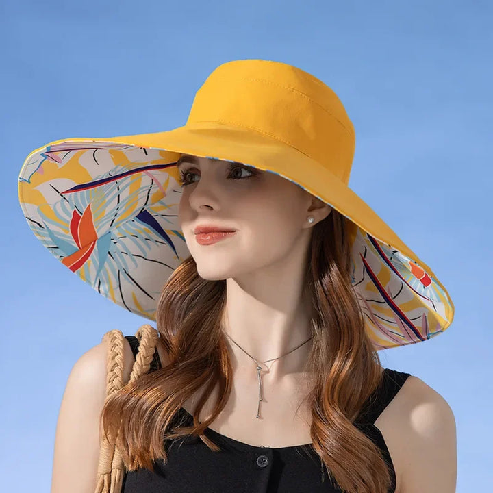 Reversible Cotton Sun Hat with Wide Brim – Liora