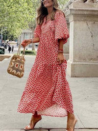 Printed Maxi Dress with Waistband – Aurelia