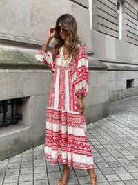 Printed Maxi Dress with Waistband – Aurelia